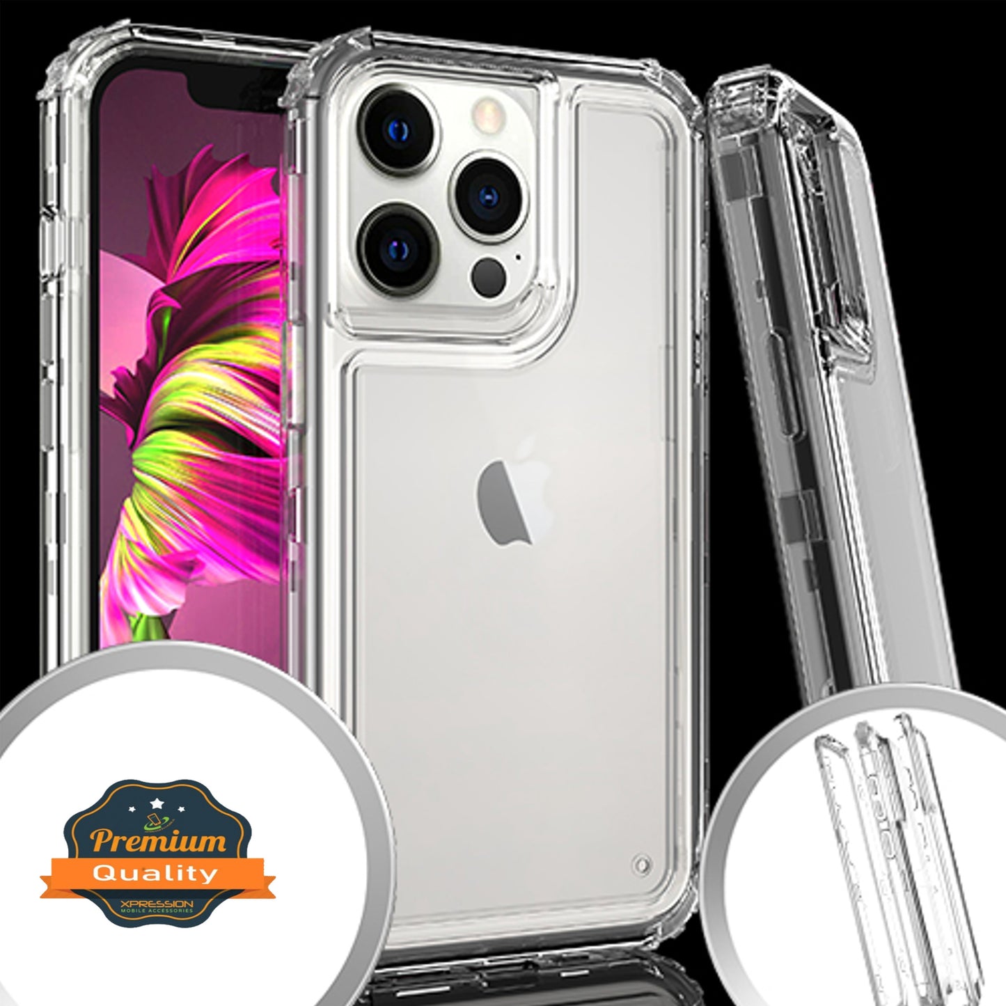 For Apple iPhone 15 Pro Max (6.7") Heavy Duty Transparent 3 in 1 Hybrid Shockproof Full Edge Hard Front Frame Bumper Clear Phone Case Cover