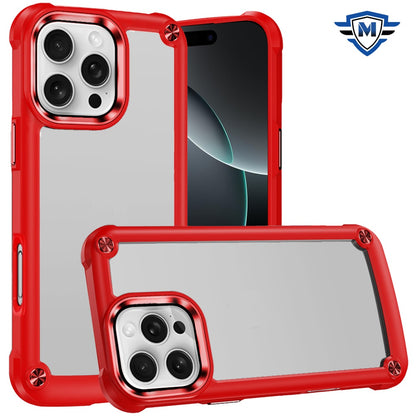 For Apple iPhone 16 Pro Max (6.9") Ultimate Hybrid Transparent Rubber with Metal Buttons & Camera Edges Hard TPU Frame Corner Bumper Case Cover