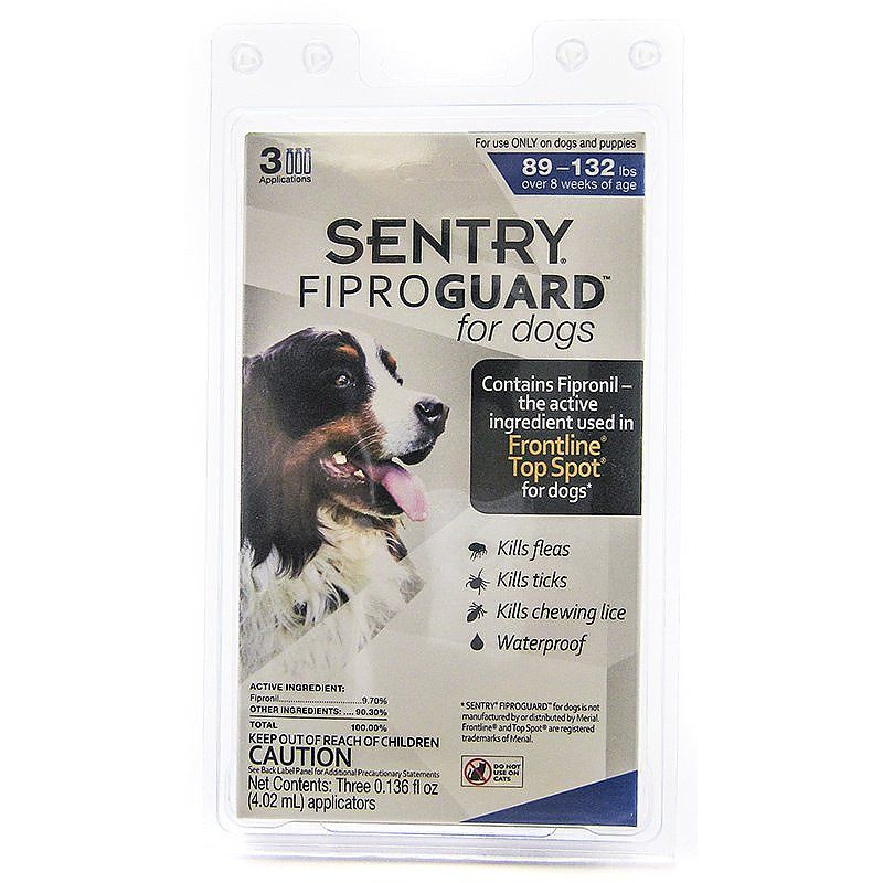 Sentry FiproGuard for Dogs [Flea & Tick Dips for Dog] Dogs 89-132 lbs (3 Doses)