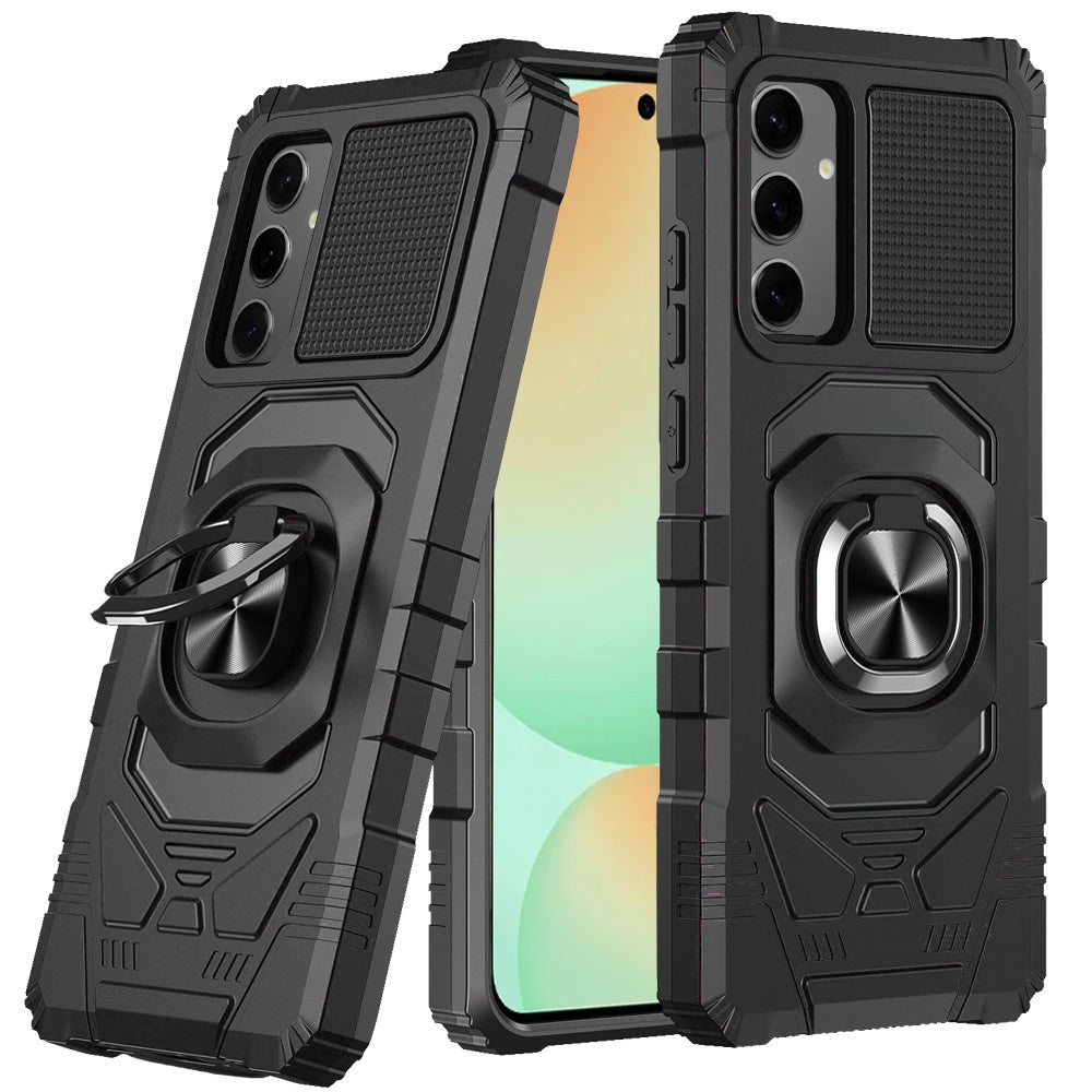 For Samsung Galaxy S24 FE /Fan Edition Hybrid Dual Layer with Rotate Magnetic Ring Stand Holder Kickstand, Rugged Shockproof Case Cover