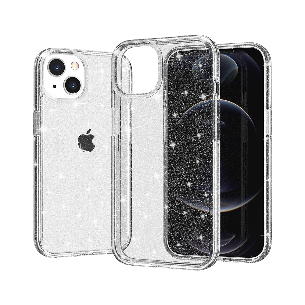 Google Pixel 9 /Pixel 9 Pro (6.3") Transparent Crystal Glitter Shiny Sparkle Bling TPU Rubber Hard PC Back Hybrid Armor Frame