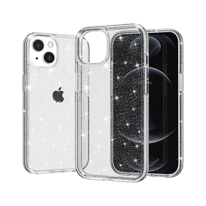 Google Pixel 9 /Pixel 9 Pro (6.3") Transparent Crystal Glitter Shiny Sparkle Bling TPU Rubber Hard PC Back Hybrid Armor Frame