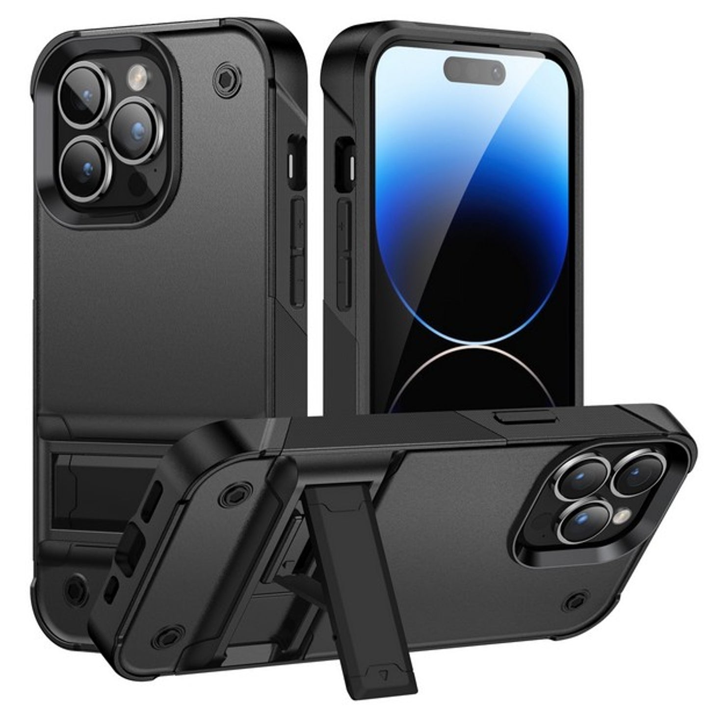 For Apple iPhone 15 Plus (6.7") Heavy Duty with Kickstand Stand Hybrid Sturdy Military Armor Durable Shockproof Bumper  Phone Case Cover