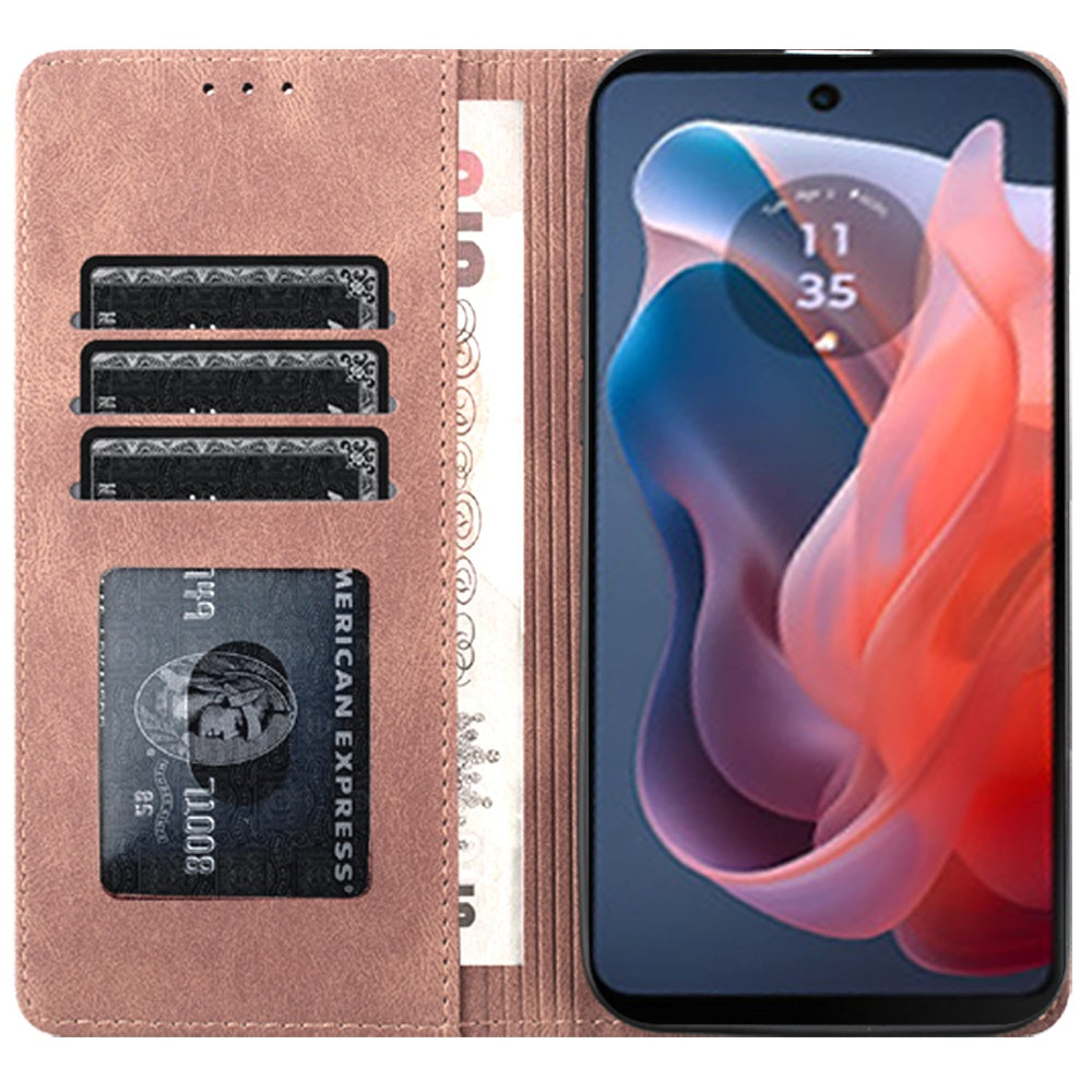 For Apple iPhone 16 Pro Max (6.9") Premium Wallet PU Vegan Leather ID Credit Card Slot Money Holder with Magnetic Closure Pouch Flip Case Cover Rose Gold