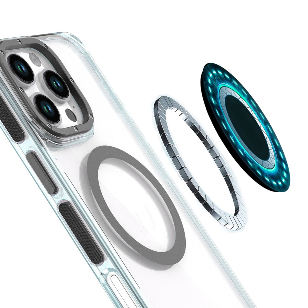 For Samsung Galaxy S24 FE /Fan Edition Transparent back with Colorful Frame Strong Magnetic Circle [Compatible with Magsafe] Slim Case Cover