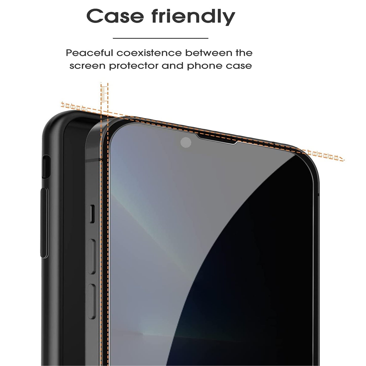 For Phone 16 PLUS /15 PRO MAX /15 PLUS (6.7") Privacy Screen Protector Anti Spy 9H Dark Tempered Glass Screen Film Guard Case Friendly Case Cover Black