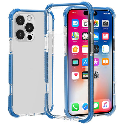 Apple iPhone 16 Pro (6.3") Hybrid Transparent Acrylic Rubber Gummy Gel Hard PC Silicone TPU Color Bumper Frame