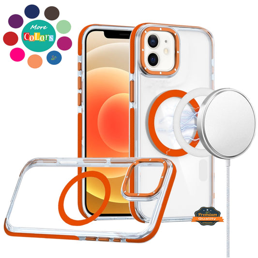 For Google Pixel 9 Pro XL (6.8") Transparent back with Colorful Frame Strong Magnetic Circle [Compatible with Magsafe] Shockproof Case Cover