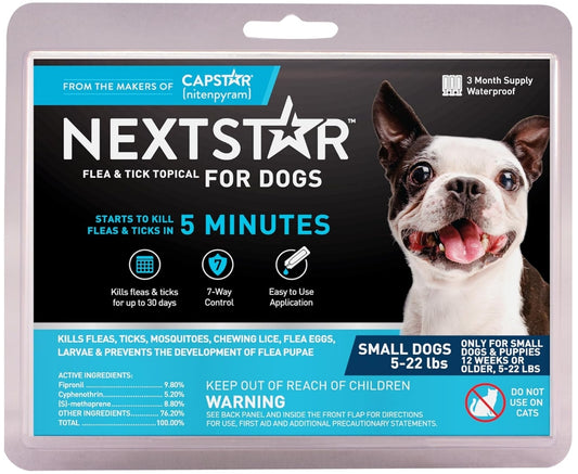 NextStar Flea and Tick Topical Treatment for Small Dogs 5-22 Pounds [Dog Supplies] 3 count