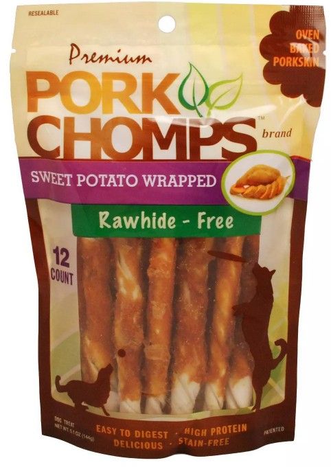 Pork Chomps Sweet Potato Mini Twist Treat [Treats Packaged for Dog] 12 count