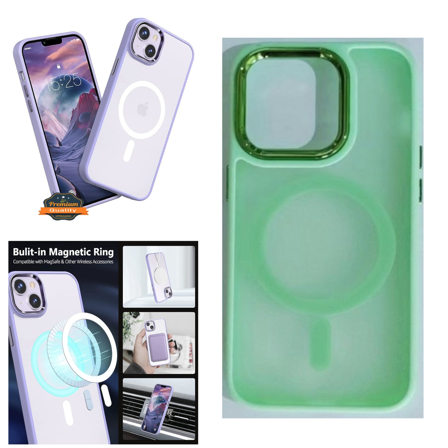 For Apple iPhone 15 Pro Max (6.7") Compatible with MagSafe [Strong Magnetic] Translucent Matte Back Shockproof  Phone Case Cover