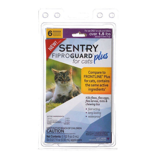 Sentry Fiproguard Plus for Cats & Kittens [Flea & Tick Sprays & Powders for Cat] 6 Applications - (Cats over 1.5 lbs)