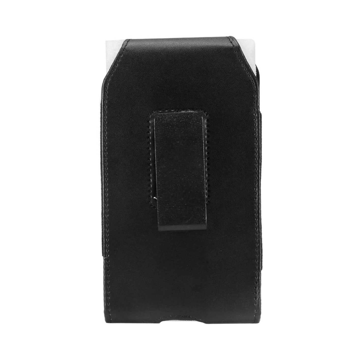 For Apple iPhone 16 Plus (6.7") Vertical PU Leather Cell Phone Carrying Case Pouch with Belt Clip Holster Universal Phone Holder Waist Pouch [Black]