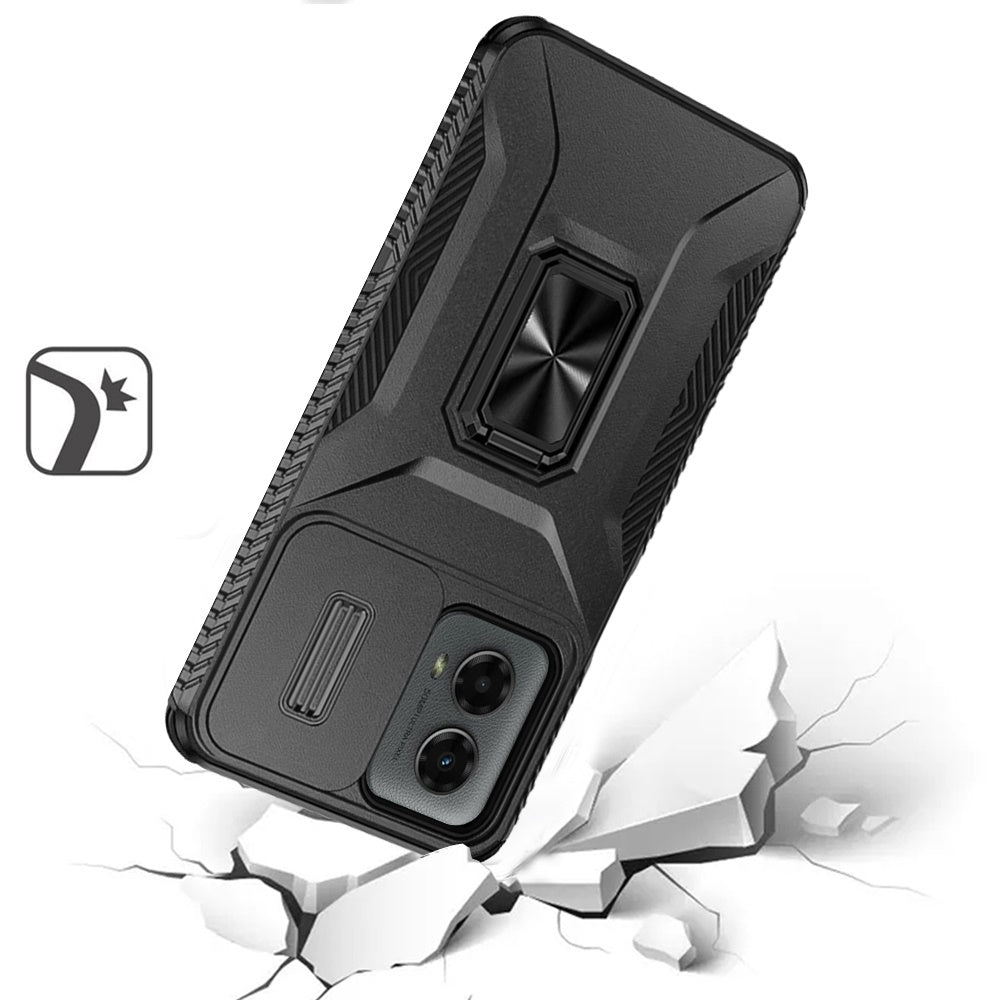 For Apple iPhone 11 Pro Max Camera Cover Phone Case with Magnetic Rotation Ring Stand [Military Grade] Hybrid Hard TPU Shockproof Case Cover Black