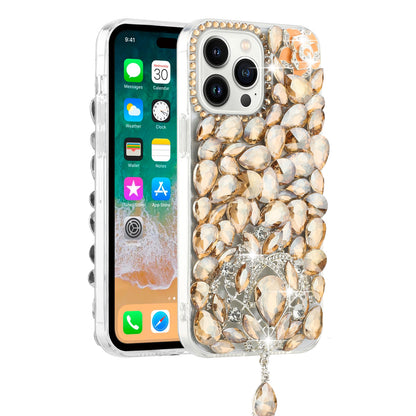 For Apple iPhone 16 Plus (6.7") Bling Crystal 3D Full Diamonds Jewelry Luxury Sparkle Rhinestone Glitter Hybrid Protective Case Cover