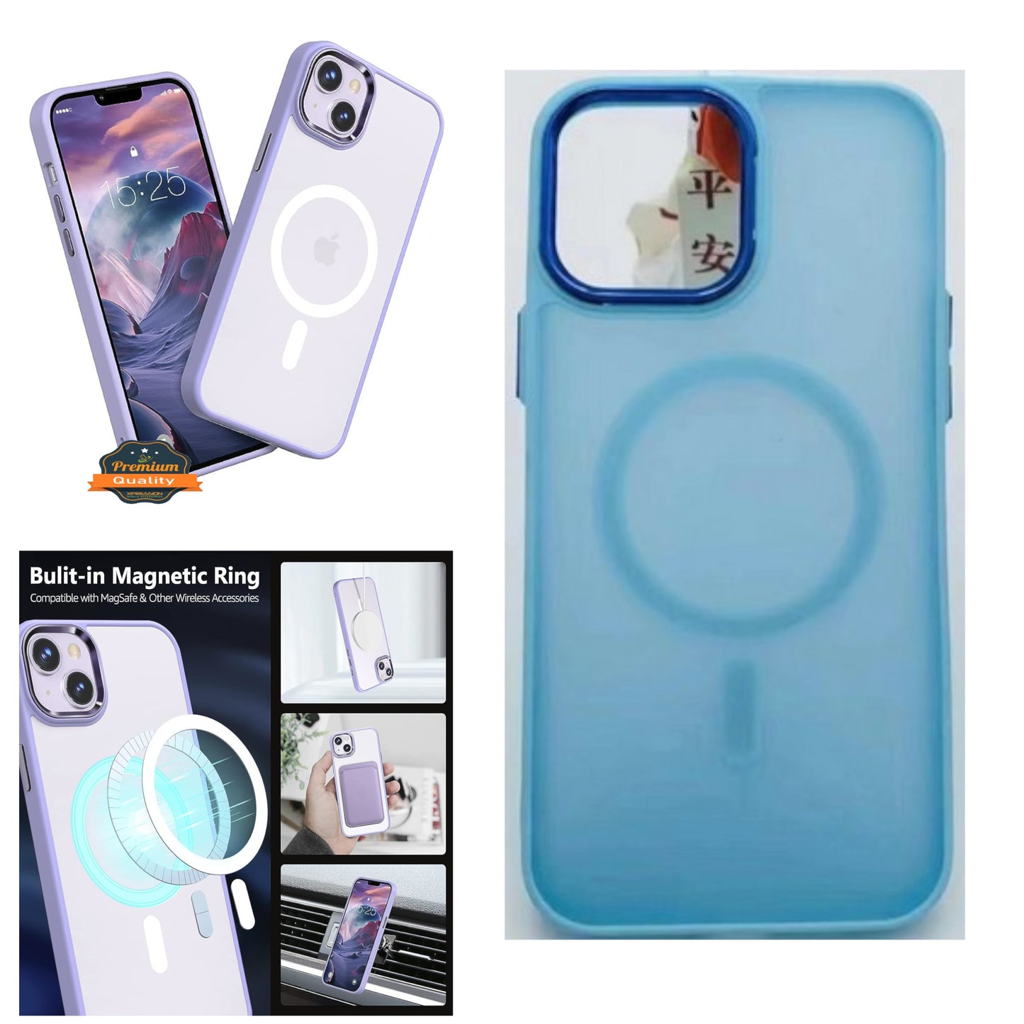 For Apple iPhone 15 Pro Max (6.7") Compatible with MagSafe [Strong Magnetic] Translucent Matte Back Shockproof  Phone Case Cover