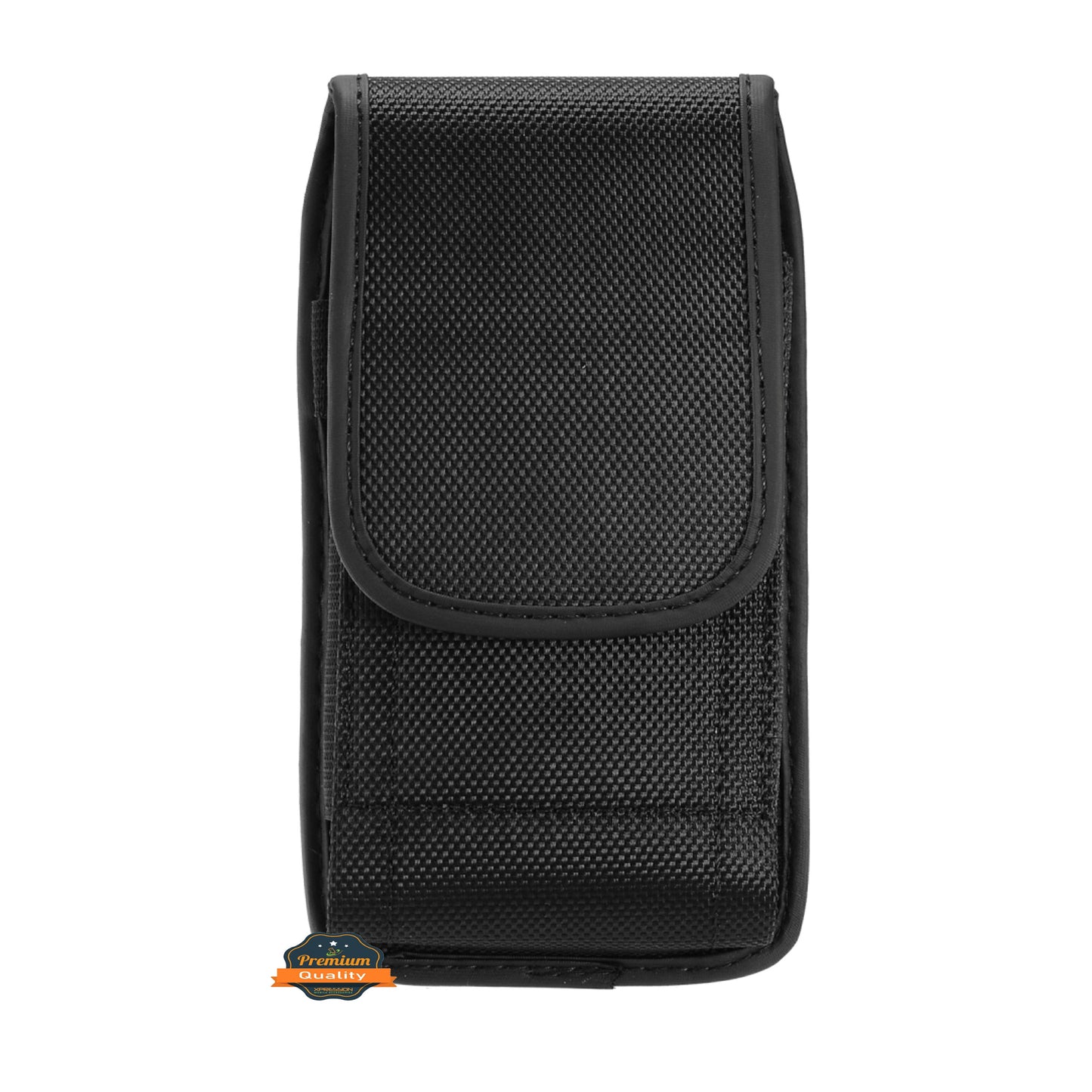 For Apple iPhone 16 Pro Max (6.9") Pouch Case Universal Vertical Canvas with Belt Clip Loop Holster Military Grade Cell Phone Holder Cover [Black]