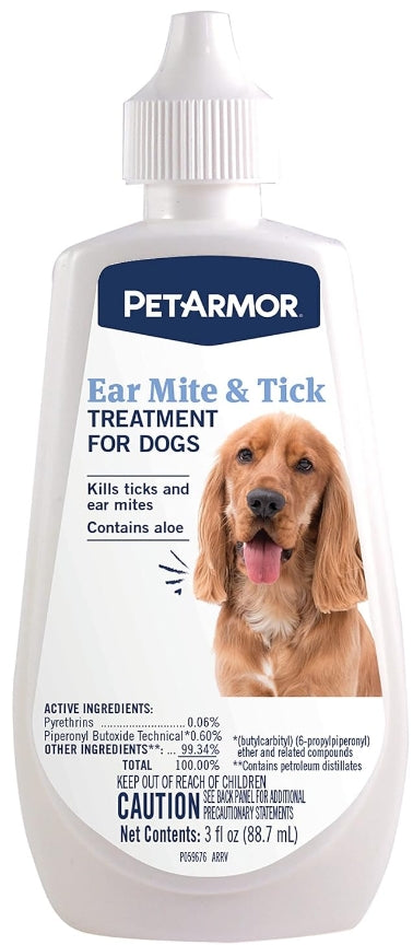 PetArmor Ear Mite and Tick Treatment for Dogs [Dog Supplies] 3 oz