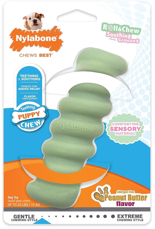 Nylabone Puppy Sensory Material Roll and Chew Stick Peanut Butter Flavor [Dog Supplies] 1 count