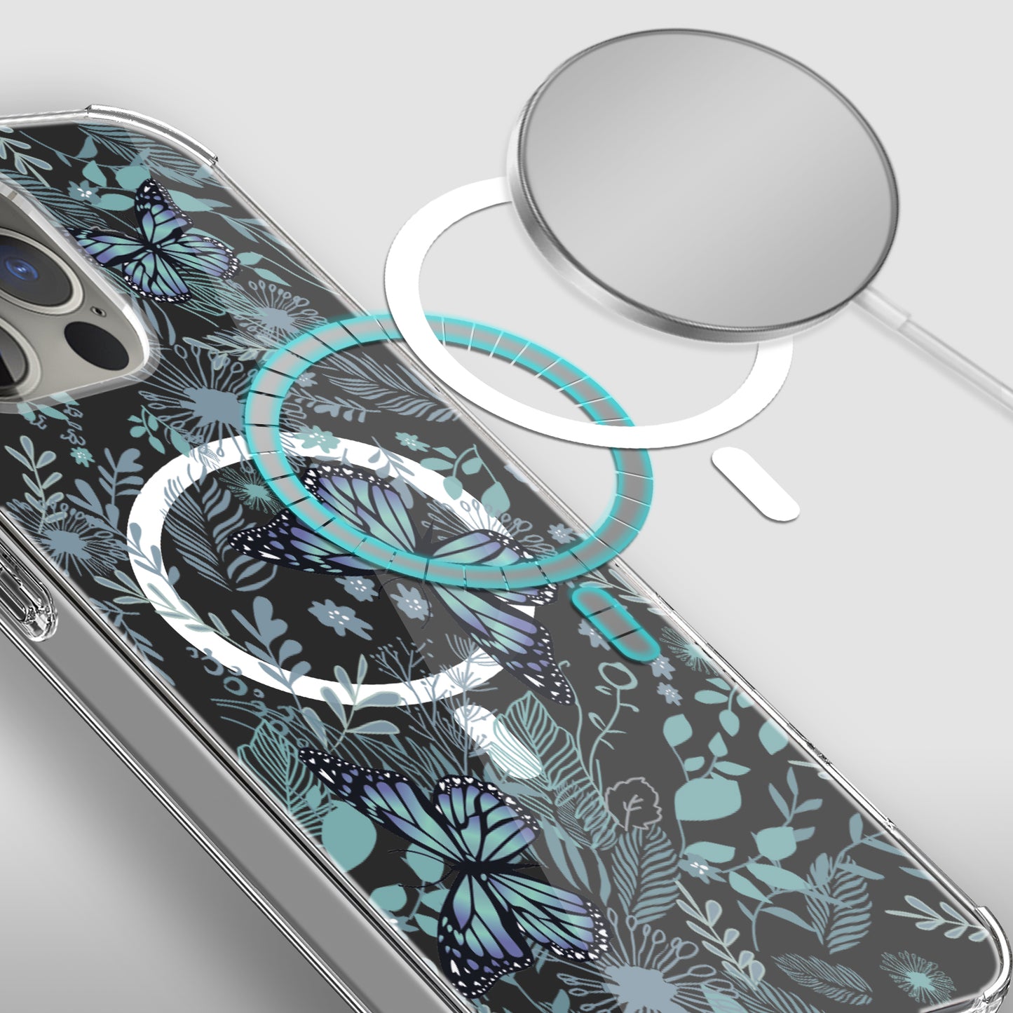 For Apple iPhone 16 Pro Max (6.9") Hybrid Flower Design Stylish Fashion Thick Hard MagSafe Compatible Shockproof Case Cover