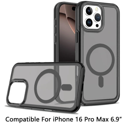 For Apple iPhone 16 Pro Max (6.9") Strong MagSafe Compatible Shockproof Hybrid Glossy Oil Protective Slim Hard Dual Layer TPU + PC Case Cover