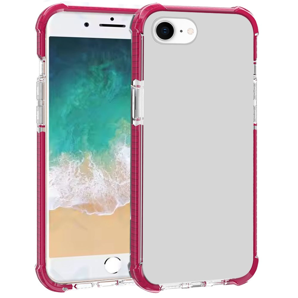 For Apple iPhone SE 4 Hybrid Transparent Acrylic Rubber Gummy Gel Hard PC Silicone TPU Color Bumper Frame Shockproof Case Cover