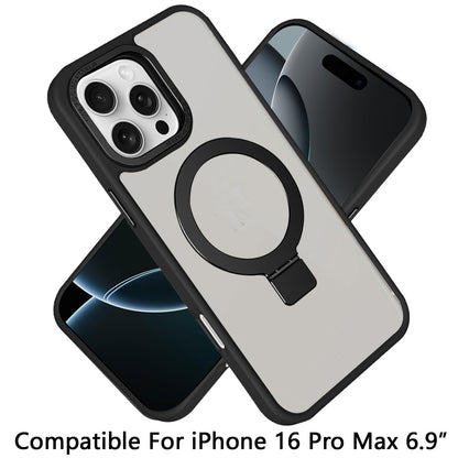 For Apple iPhone 16 Pro Max (6.9") Premium Magnetic Metal Matte Built-in Compatible with MagSafe Stand Hybrid Shock TPU Case Cover