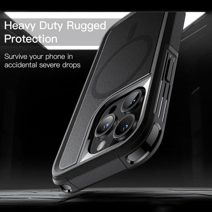 For Apple iPhone 15 Pro (6.1") Shockproof Heavy Duty Dual-Layer Rugged Magnetic Hybrid [Compatible with MagSafe]  Phone Case Cover