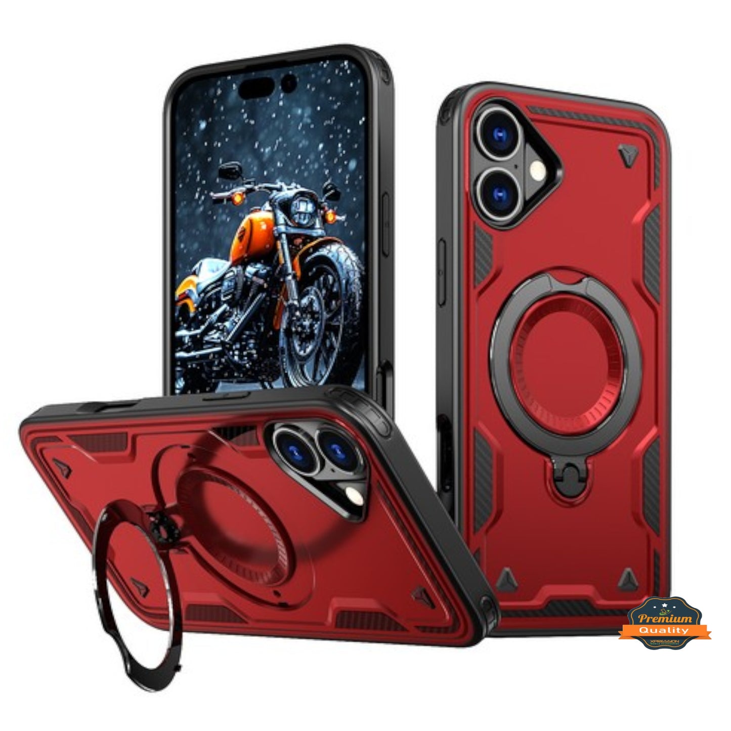 For Apple iPhone 16 Pro (6.3") Ring Holder Case, Military-Grade Shockproof Protective Cover with Magnetic Kickstand [Compatible with Magsafe] Case Cover