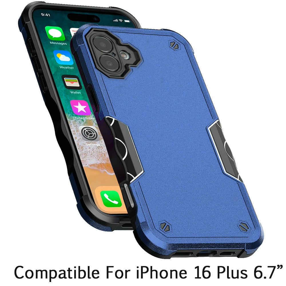 For Apple iPhone 16 Plus (6.7") Back Hybrid Slim Fit Thin Lightweight Shockproof Hard PC Bumper Frame 2in1 Armor Protection Case Cover