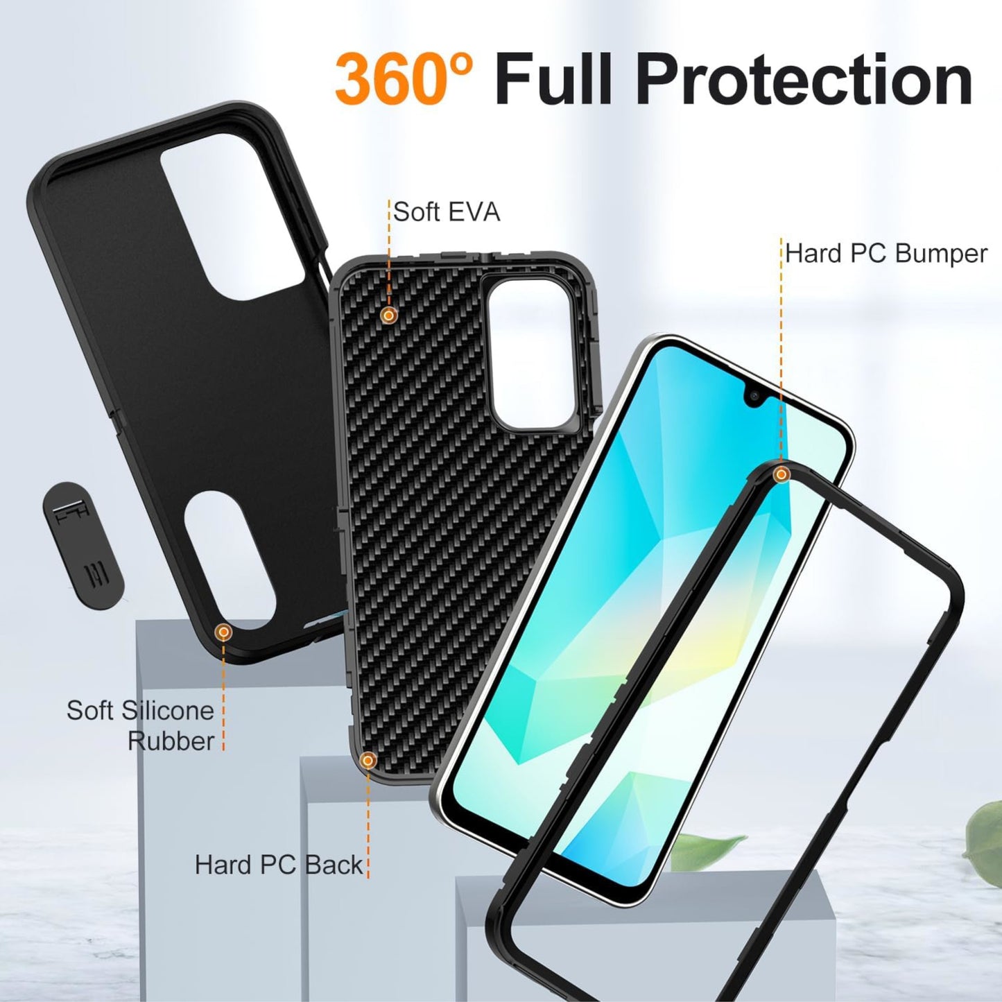 For Samsung Galaxy A16 5G Heavy Duty Armor Case with Kickstand Shockproof Rugged Protective Cover Case Cover