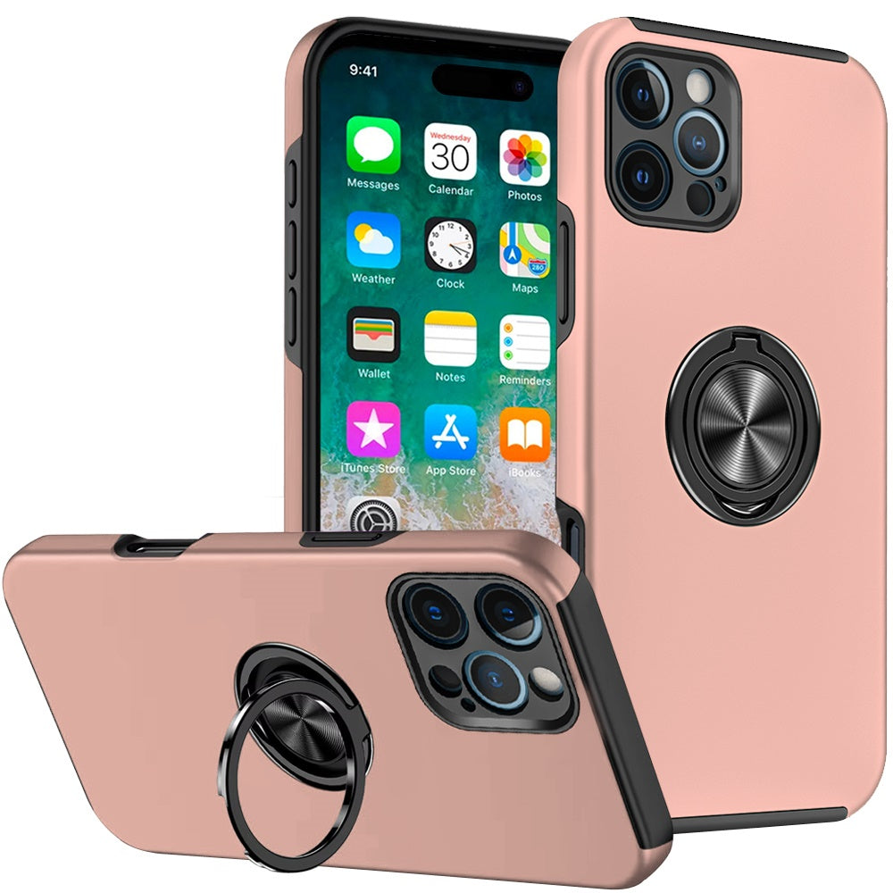 For Apple iPhone 16 Pro Max (6.9") Hybrid Slim Kickstand with Metal Invisible Ring Stand Holder Fit Magnetic Car Mount Shockproof Case Cover