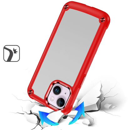 For Apple iPhone 14 / iPhone 13 (6.1") Ultimate Hybrid Transparent Rubber with Metal Buttons & Camera Edges Hard TPU Frame Corner Bumper Case Cover