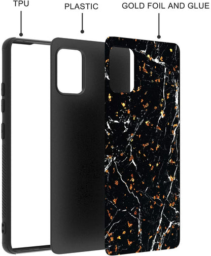 For Apple iPhone 15 Plus (6.7") Marble Fashion Stylish Flake Glitter Bling Hybrid Glossy TPU Rubber Hard PC Protection Butterfly Phone Case Cover