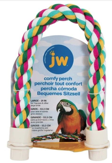 JW Pet Flexible Multi-Color Comfy Rope Perch 21 Inch [Perches Plastic & Other for Bird] Large 1 count