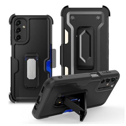 For Apple iPhone 15 Plus (6.7") Hybrid Invisible ID Card Slot Wallet with Kickstand Holster Belt Clip Holder Heavy Duty  Phone Case Cover