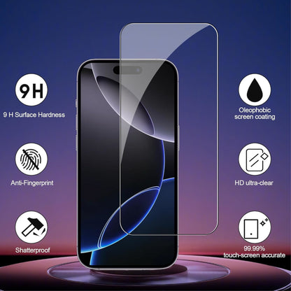 For Apple iPhone 16 Pro (6.3") Anti-Fingerprint Tempered Glass Screen Protector 9H Hardness, HD, Bubble-Free Protector Clear