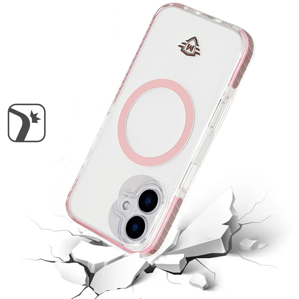 For Apple iPhone 12 / 12 Pro Premium Hybrid Clear TPU Circle Magnetic [Compatible with MagSafe] Shockproof Color Frame Bumper Case Cover