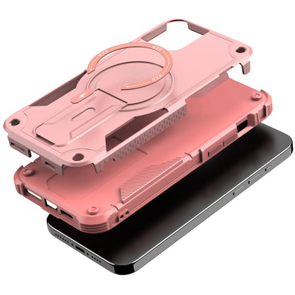 For Apple iPhone 12 / 12 Pro Case with Invisible Kickstand Compatible with MagSafe, Military-Grade Protection Shockproof Heavy Duty Case Cover Pink