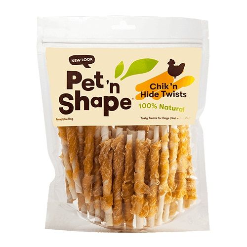 Pet 'n Shape 100% Natural Chicken Hide Twists [Treats Packaged] Regular - 50 Pack - (5" Chews)