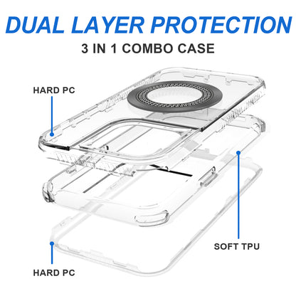 For Samsung Galaxy A16 5G Magnetic Ring Circle Bling Chrome 3in1 Hybrid [Compatible with Magsafe] Transparent Shockproof Case Cover