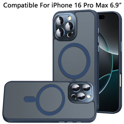 For Apple iPhone 16 Pro Max (6.9") Complete Protection HQ Hybrid with Metal Tempered Camera Glass, MagSafe Compatible Case Cover