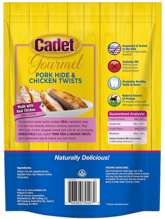 Cadet Gourmet Pork Hide and Chicken Twists [Dog Supplies for Dog] 22 count