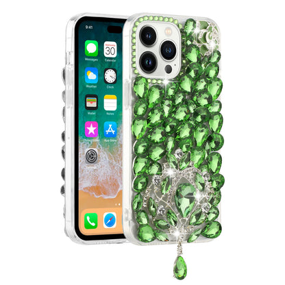 For Apple iPhone 16 Pro Max (6.9") Bling Crystal 3D Full Diamonds Jewelry Luxury Sparkle Rhinestone Glitter Hybrid Protective Case Cover