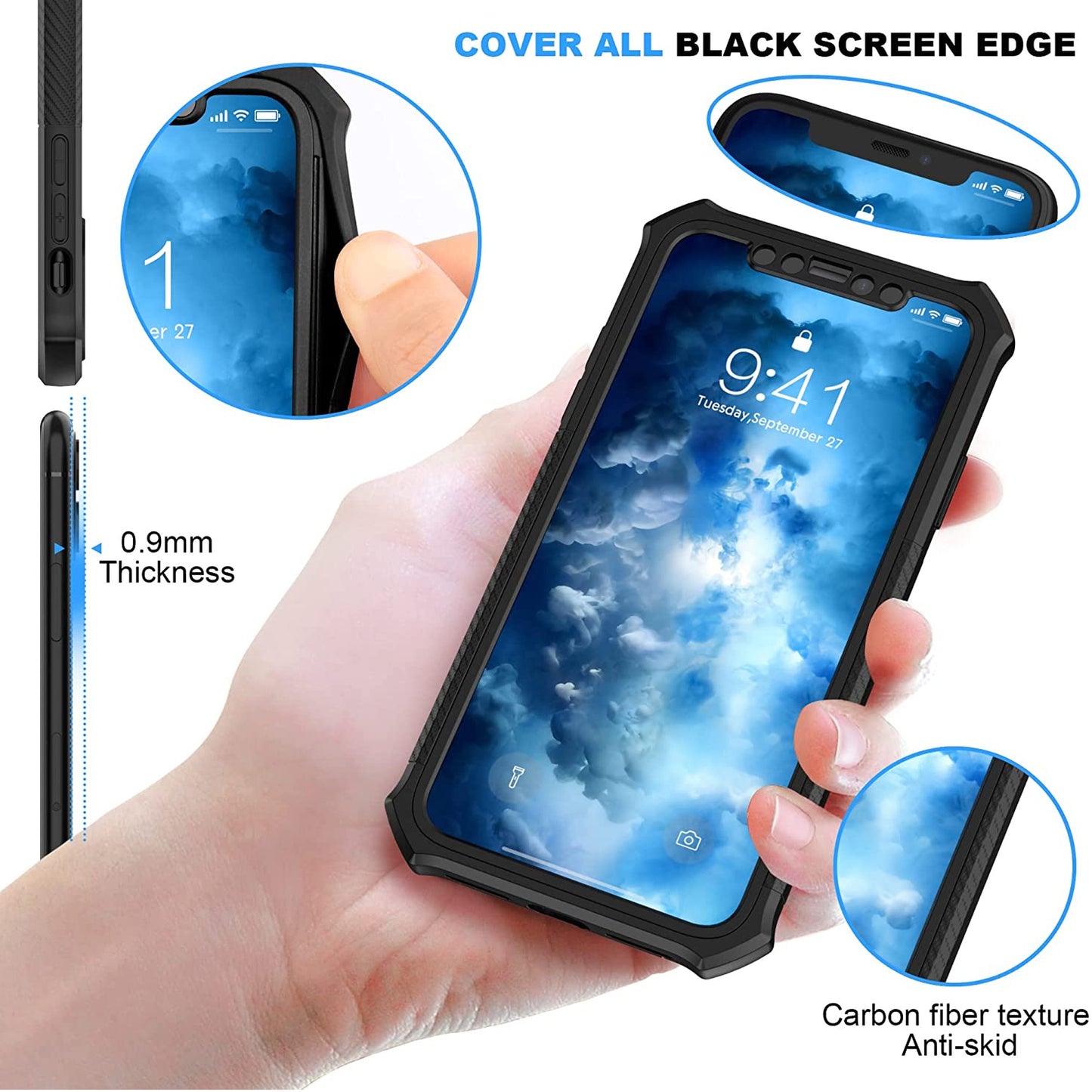 For AT&T Motivate Pro 5G Hybrid 2in1 Front Bumper Frame Cover Square Edge Shockproof Soft TPU + Hard PC Anti-Slip Heavy Duty Case Cover