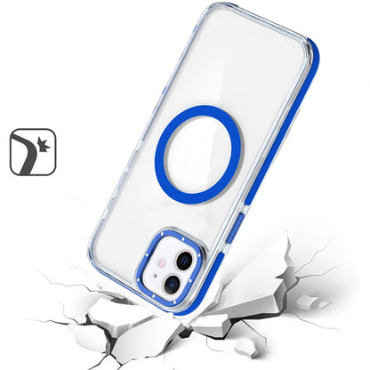 For Samsung Galaxy S24 Ultra Transparent back with Colorful Frame Strong Magnetic Circle [Compatible with Magsafe] Slim Case Cover Clear Blue