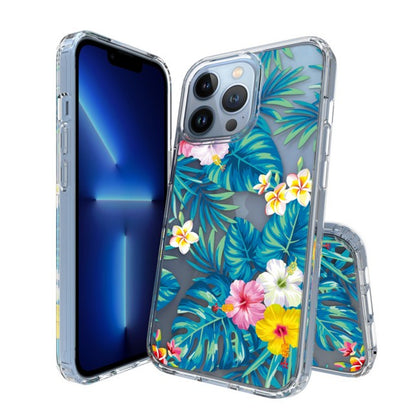 For Apple iPhone 16 Plus (6.7") Floral Patterns Design Clear TPU Silicone Shock Absorption Bumper Slim Hard Back Case Cover