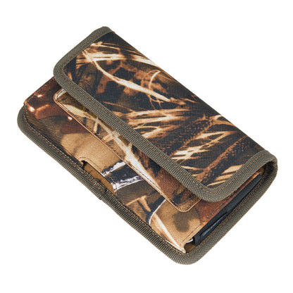 For Apple iPhone 16 Plus (6.7") Universal Camo Leather Horizontal Holster Pouch with Credit Card Slots Wallet & Belt Loop Clip Carrying (Fits 6.7 inch Phone) [Camouflage]