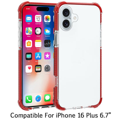 Apple iPhone 16 Plus (6.7") Hybrid Transparent Acrylic Rubber Gummy Gel Hard PC Silicone TPU Color Bumper Frame