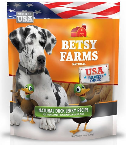 Betsy Farms Natural Duck Jerky Recipe Dog Treats [Dog Supplies] 24 oz